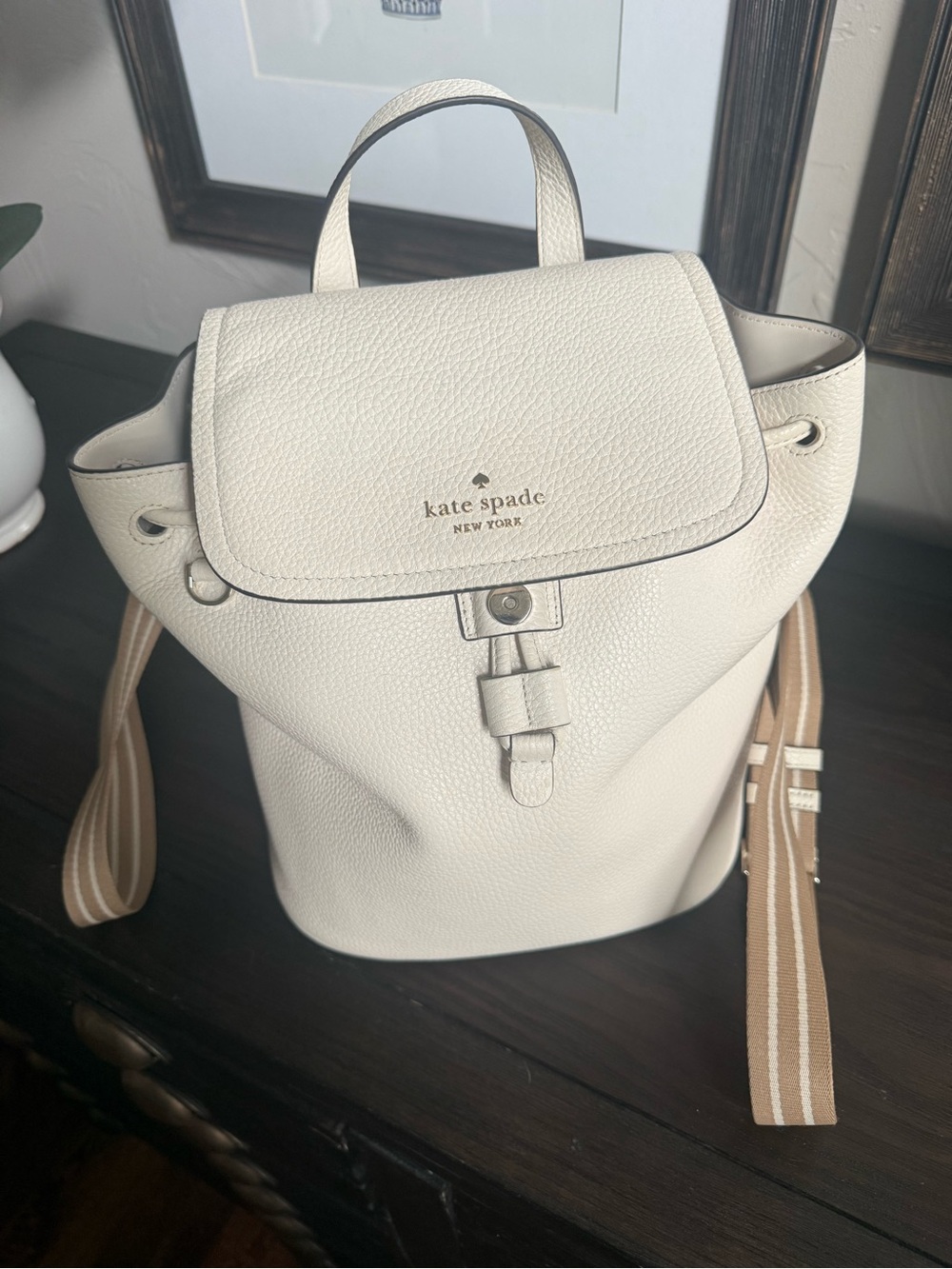 Kate Spade Backpack white pebble leather